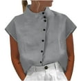 thumbnail image 1 of Birdeem Chemise Décontractée d'Été pour Femme, Ample, à Boutons, en Coton et Lin, Col Montant, 1 of 7