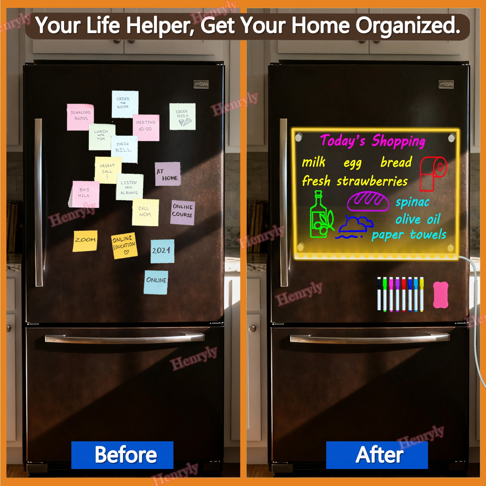 New Illuminated Magnetic Board for Wall for Magnets, Refrigerator, 11.8 X 7.9” Light Up LED Dry Erase Board with Dimmable, Clear Planning Whiteboard to Do List Menu Planner Board