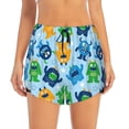thumbnail image 2 of Goofa Cartoon Monster Printed Women 2 in 1 Running Shorts,Quick Dry Athletic Workout Shorts,High Waisted Athletic Shorts with Liner Pockets-Large, 2 of 9