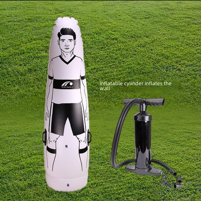 Lightweight Portable Inflatable Football Training Dummy Wall - Obstacle Course Equipment for Enhancing Accuracy, Coordination & Kicking Skills with Included Air Pump, Perfect for On-the-Go Team