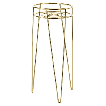 mDesign Steel Modern 17  Plant Stand  Planter Holder w/ Hairpin Legs for Display Indoor Outdoor Plant/Flower in Living Room Shelf  Balcony  Patio  Garden  Office - Concerto Collection - Soft Brass