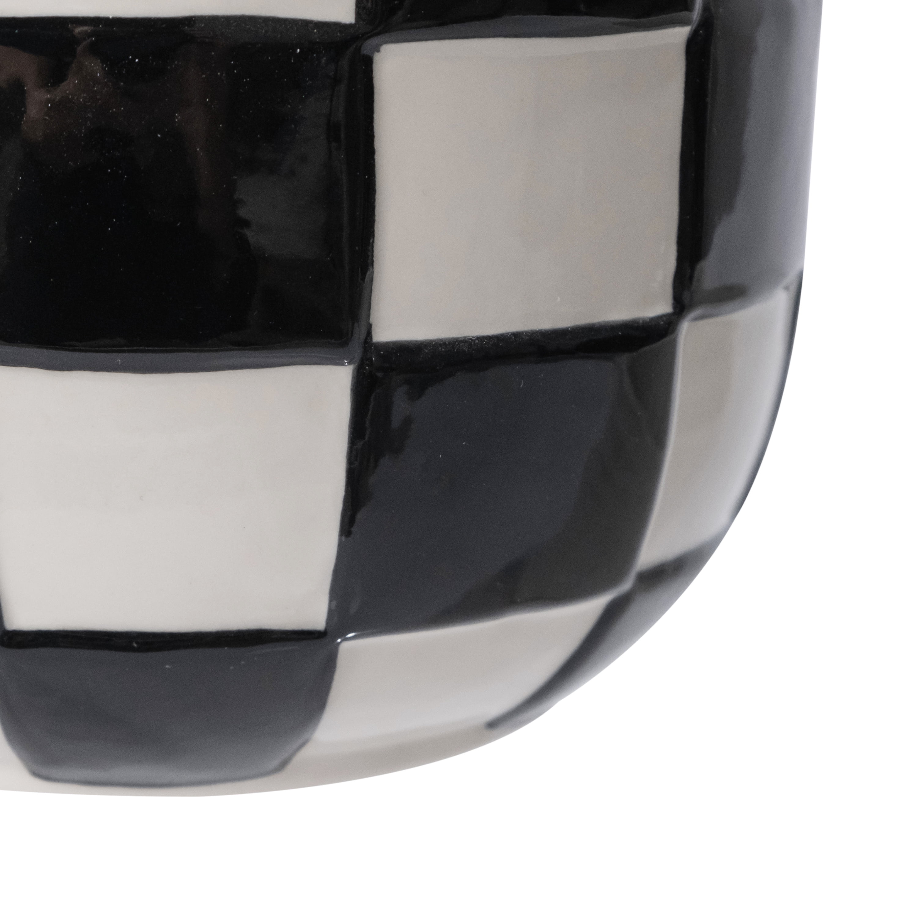 Mainstays Lennon 6" x 6" x 4.5" Round Black Checkered Ceramic Planter