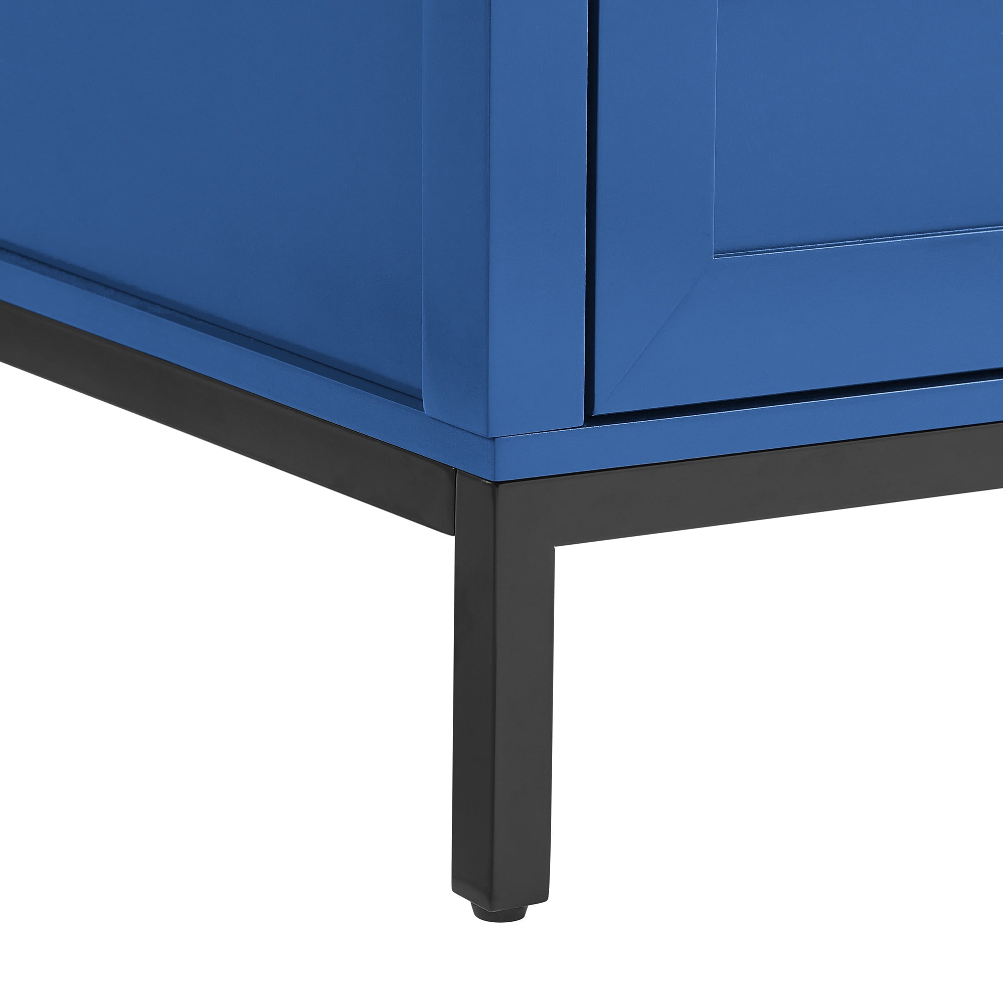 PORKISS Bathroom Vanity, Wooden Bathroom Vanity with Pedestal Under Sink, Freestanding Render Vanity with 2 Doors and 4 Drawers, Modern Vanity Cabinet for Bathroom, Blue