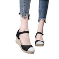 thumbnail image 2 of hopeusnice Women's Espadrille Wedge Sandals Summer Ankle Strap Buckle Beach Shoes Comfortable Breathable Wedge Heels Black 38, 2 of 8