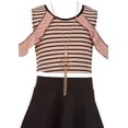 thumbnail image 4 of Little Girl Stripe Top Solid Bottom Easter Summer Flower Girl Dress Set Pink 4 JKS 2117 BNY Corner, 4 of 5