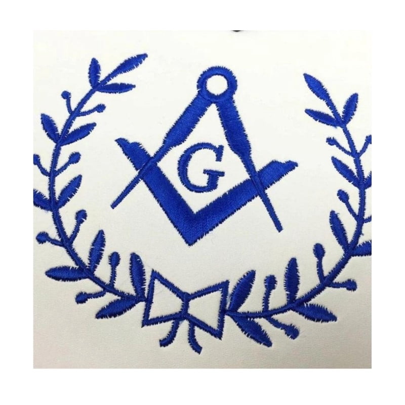 Master Mason Blue Lodge Apron - White & Blue Machine Embroidery - Elegant Masonic Regalia for Lodge Meetings