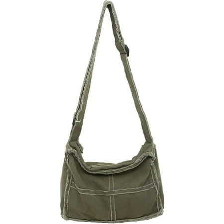 JUYGO Small Canvas Crossbody Bag for Women Men Y2k Hobo Bags Mini Messenger Bag Shoulder Bag Grunge Hippie Purse