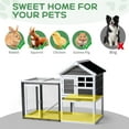 thumbnail image 3 of UBesGoo Fir Wood Rabbit Hutch with Lock,Outdoor Chicken Coop Indoor Bunny Cage with Ramp, Guinea Pig House Pet House with Pull Out Upper Tray, Grey, 3 of 10