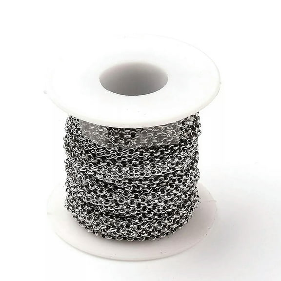 U8MO 10.9yd/Roll 304 Stainless Steel Rolo Chains Round Link 18 Gauge UnSoldered 3mm
