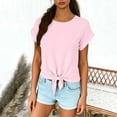 thumbnail image 6 of Kinrui Womens Short Sleeve T Shirts Tie Knot Front Tops Crewneck Cute Casual Solid Color Tee Blouse Pink XL, 6 of 8