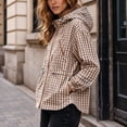 thumbnail image 2 of FDGIU Women Gingham Zip Up Jacket Collared Long Sleeve Drawstring Hem Casual Plaid Outerwear, Fall Lightweight Checkered Bomber Style Coat, 2 of 6
