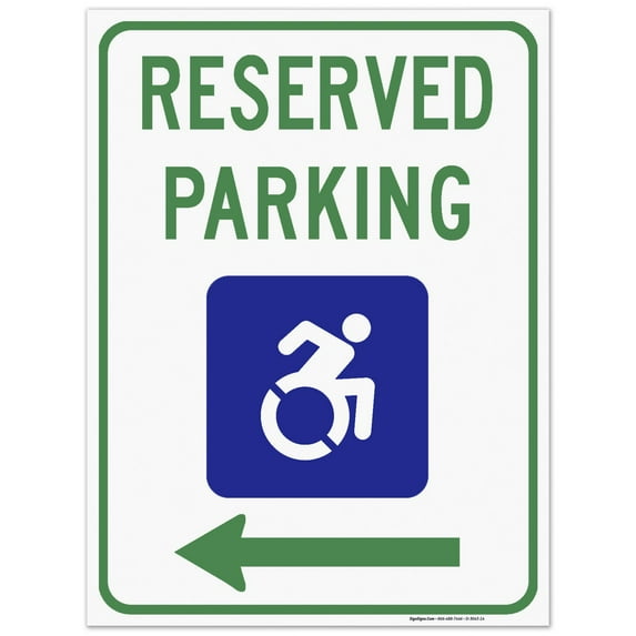 New York Handicap Parking Sign, Reserved Parking With Left Arrow, New Icon, 18x24 Corrugated Plastic