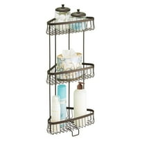 iDesign, Metal Wire Corner Standing Shower Caddy 3-Tier Bath Shelf Baskets, Bronze
