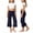 Dark Blue, variant on Shadoumai Kids Girls Fold Over Capris Casual Wide Leg Mid Rise Ruched Stretch Gaucho Pants Summer Streetwear Capri Pants