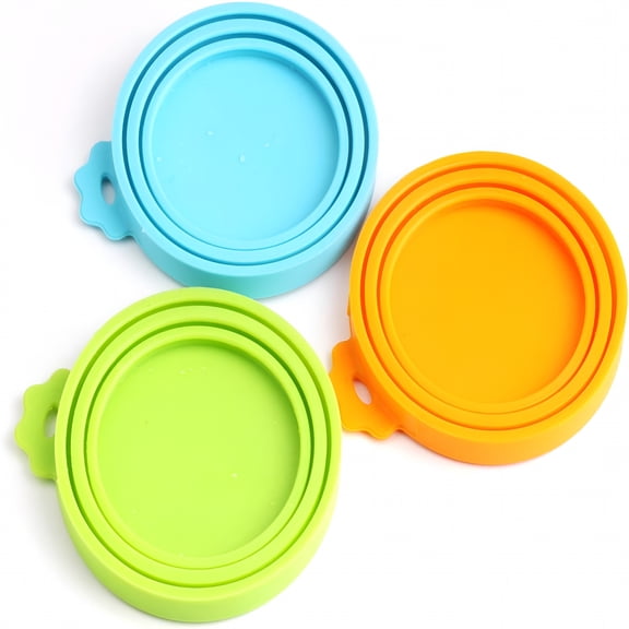 ACDANC Pet Food Can Cover Silicone Can Lids for Dog and Cat Food (Universal Size, One fit 3 Standard Size Food Cans), Multi colored