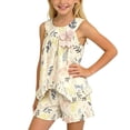 thumbnail image 3 of Asxite Toddler Girls Summer Outfits Print Floral Sleeveless Top and Shorts Set 0-10Y, 3 of 7