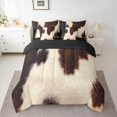 thumbnail image 2 of jejeloiu Country Farmhouse Bedding Comforter Set 7-Piece,Brown Beige Cowhide King Bedding Sets,Cattle Hide Bed Sheets For Child,Microfiber Bedroom Decor Reversible, 2 of 8