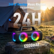 Portable Bluetooth Speaker IP65 Waterproof,140W Loud Sound,Bass Boost,Bluetooth 5.3, LED Lights,True Wireless Stereo Pairing,24H Playtime, for Home/Outdoor/Party/Beach, Fashionable Gift(Black)