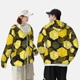 thumbnail image 4 of Kdxio Geometric Pattern with Bee Print Women Men Sun Protection UPF 50+ Jackets Zip Up Long Sleeve Hoodie Hiking Lightweight with Pockets, 4 of 7