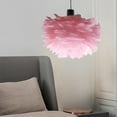 thumbnail image 2 of Pantalla de lámpara de plumas artificiales, pantalla de lámpara colgante para lámpara de mesa con bombilla E27 Rosa claro, 2 of 6