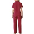 thumbnail image 3 of INSPIRE CHIC Women's Pajama Set Button Down Soft Short Sleeve Sleepwear Long Pants 2 Piece Lounge Set XL Red, 3 of 6