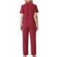 thumbnail image 3 of Conjunto de pijama para mujer INSPIRE CHIC, botón, suave, de manga corta, ropa de dormir, pantalones largos, conjunto de 2 piezas, rojo, 3 of 6