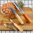 thumbnail image 4 of Clearance! FNGZ Knife Cutter Stainless Steel Pineapple Peeler Set Eye Remover Pineapple Clip V Shaped Shovel Tool Peeler Tool Four Piece Set Pineapple Tool Silver, 4 of 4