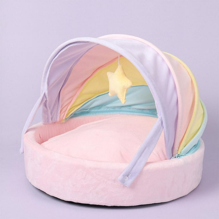 Rainbow Cat Bed for Indoor Cats Cubby Cat Bed Cat Tent Felt Caves Covered Beds Puppy Houses Bed Walmart