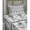 thumbnail image 2 of Ambesonne Egyptian Fitted & Top Sheet Set with Sham, Hieroglyphics Anubis, Black White, 2 of 4