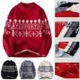 thumbnail image 4 of Atogsazn Mens Knitted Christmas Sweater Casual Crewneck Long Sleeve Pullover Sweatshirt Fall Clothing Tops Outerwear 03-Black XL Fashion, 4 of 4