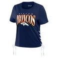 thumbnail image 2 of Women's WEAR by Erin Andrews Navy Denver Broncos Lace Up Side Modest Cropped T-Shirt, 2 of 4
