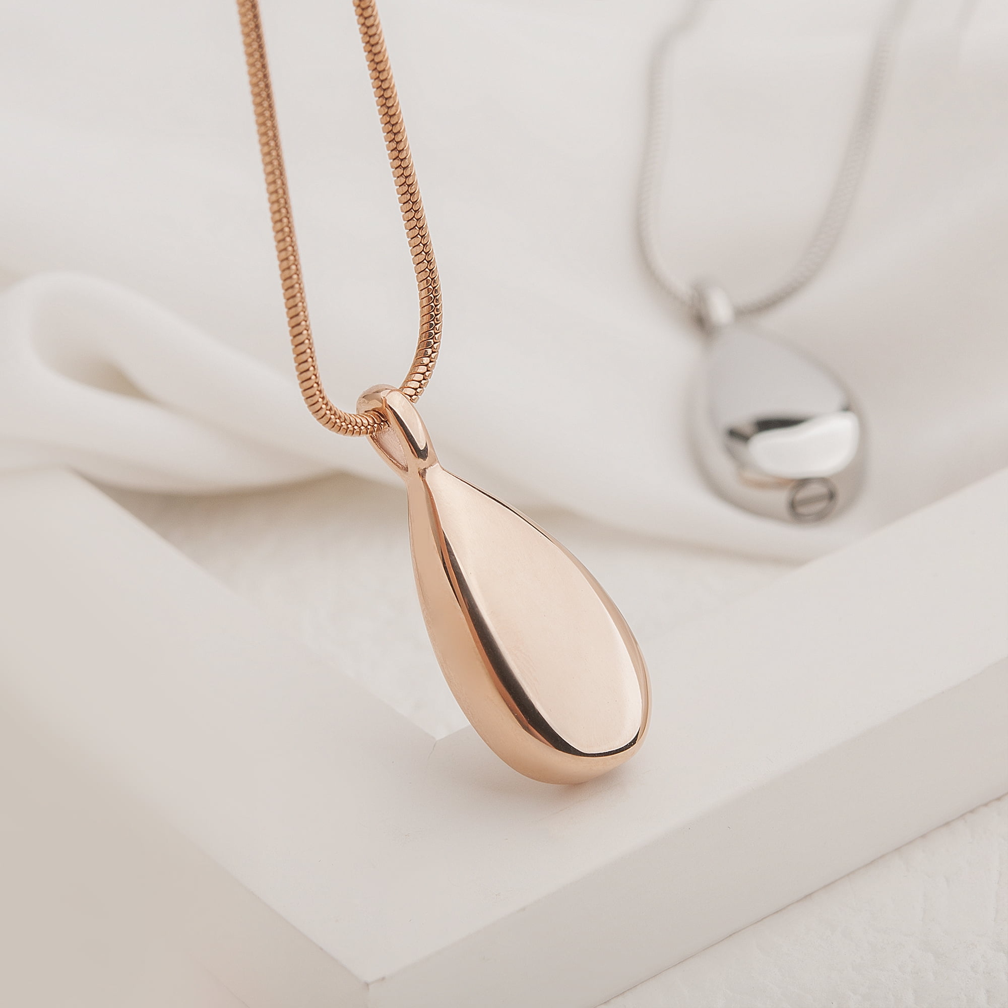 Anavia Memory Teardrop Keepsake Ashes Necklace, Urn Pendant Cremation Memorial Jewelry, Urn Necklace for Human Ashes - [Gold Necklace]