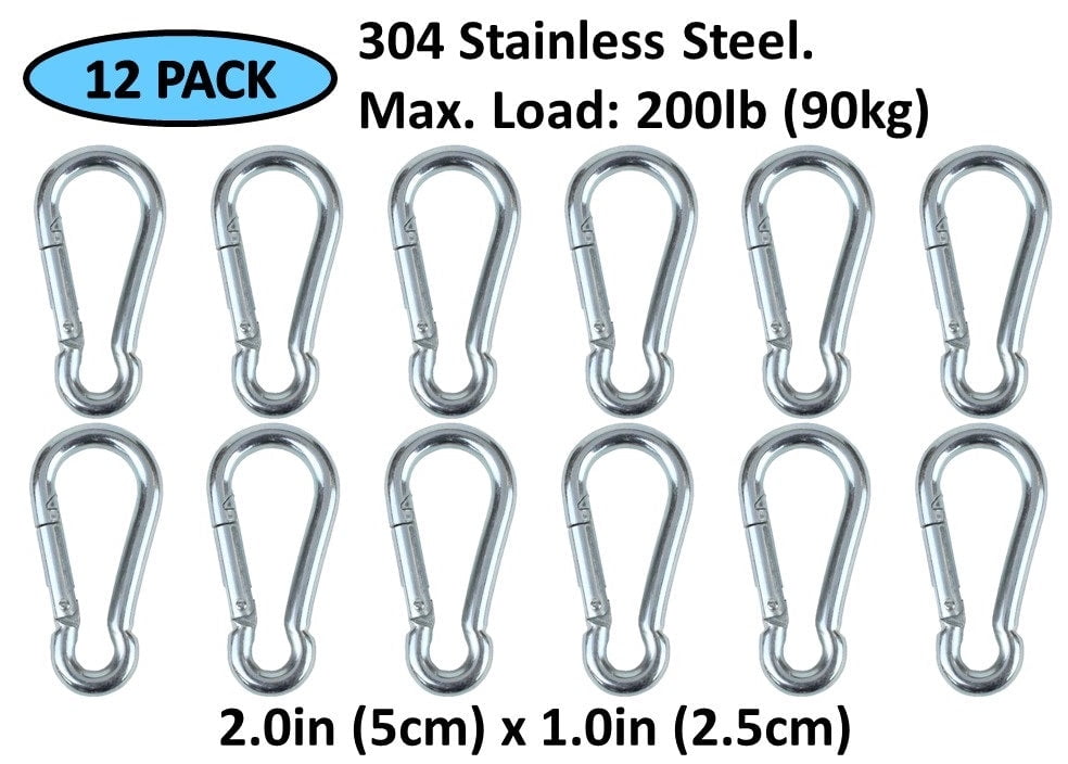 Heavy Duty 2" & 2.8" Stainless Steel Carabiner Spring Snap Clip Link