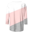 thumbnail image 4 of Charella Women's Casual 3/4 Sleeve T-Shirts Color Block Crew Neck Tunic Tops Basic Tees Loose Fit Pullover (M, Gray), 4 of 5