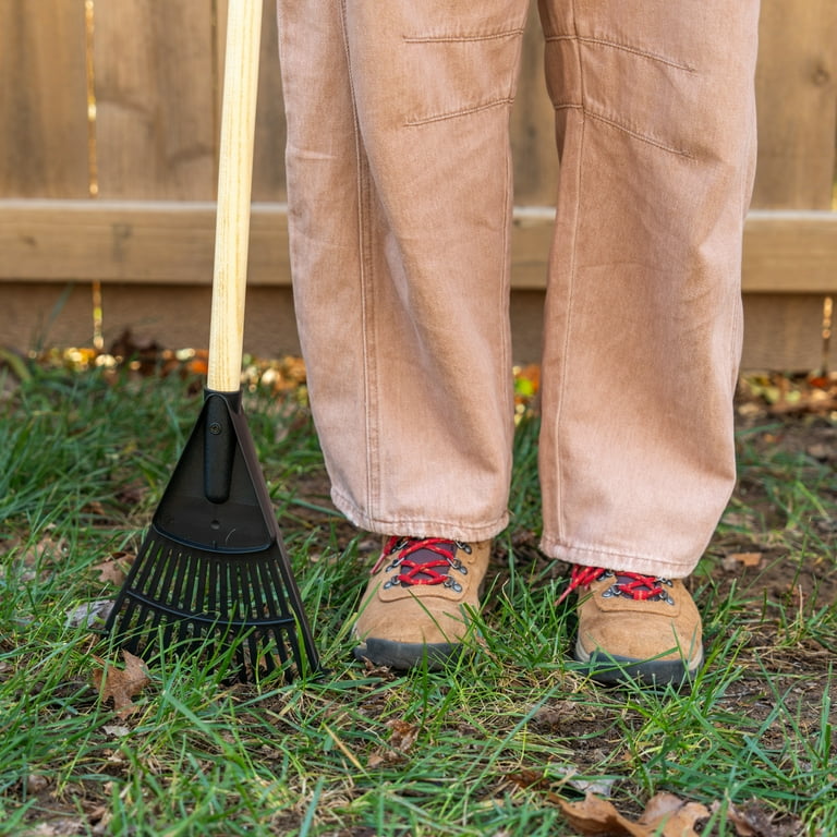 Expert Gardener 8-inch Wood and Poly Leaf Rake with Ergonomic