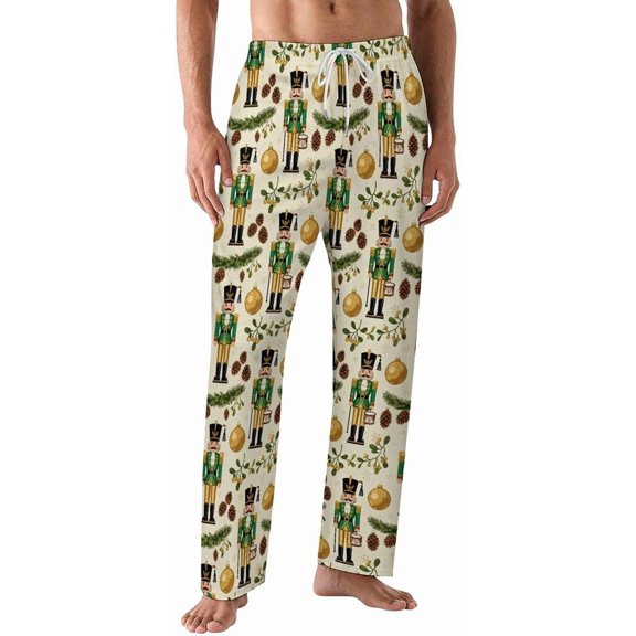 PRIYAL Mens PJ Pajama Pants Candy Canes Bows Bottoms Lounge Pants Sleepwear