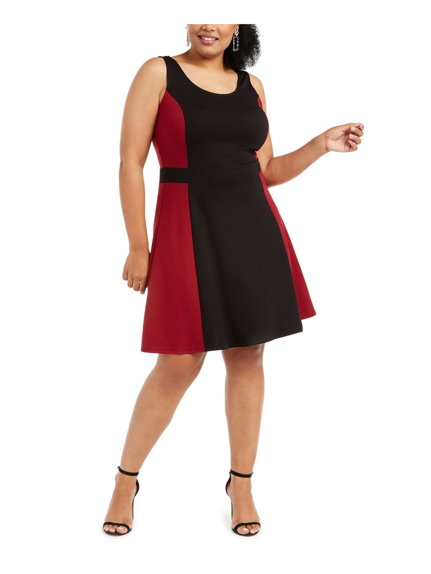 Rosie Harlow Womens Plus Colorblock Fit & Flare Dress Black 2X - Walmart.com