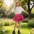 thumbnail image 2 of Summer Girls Cake Skirt Tiered Ruffle Dressy Casual Pleated A Line Shorts For Toddler Kids Apparel, 2 of 5