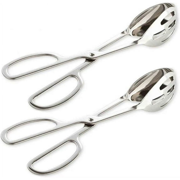 2-Pack Stainless Steel Serving Tongs - For Buffet, Salad, Cake, Bread, Kitchen Use