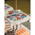 thumbnail image 2 of Outdoor Tablecloth with Umbrella Hole for Patio/Picnic/Party/Camping, Independence Day Wreath Waterproof Table Cloth Square Cover Washable, Spring Red Roused Linen (54"x 54"), 2 of 8