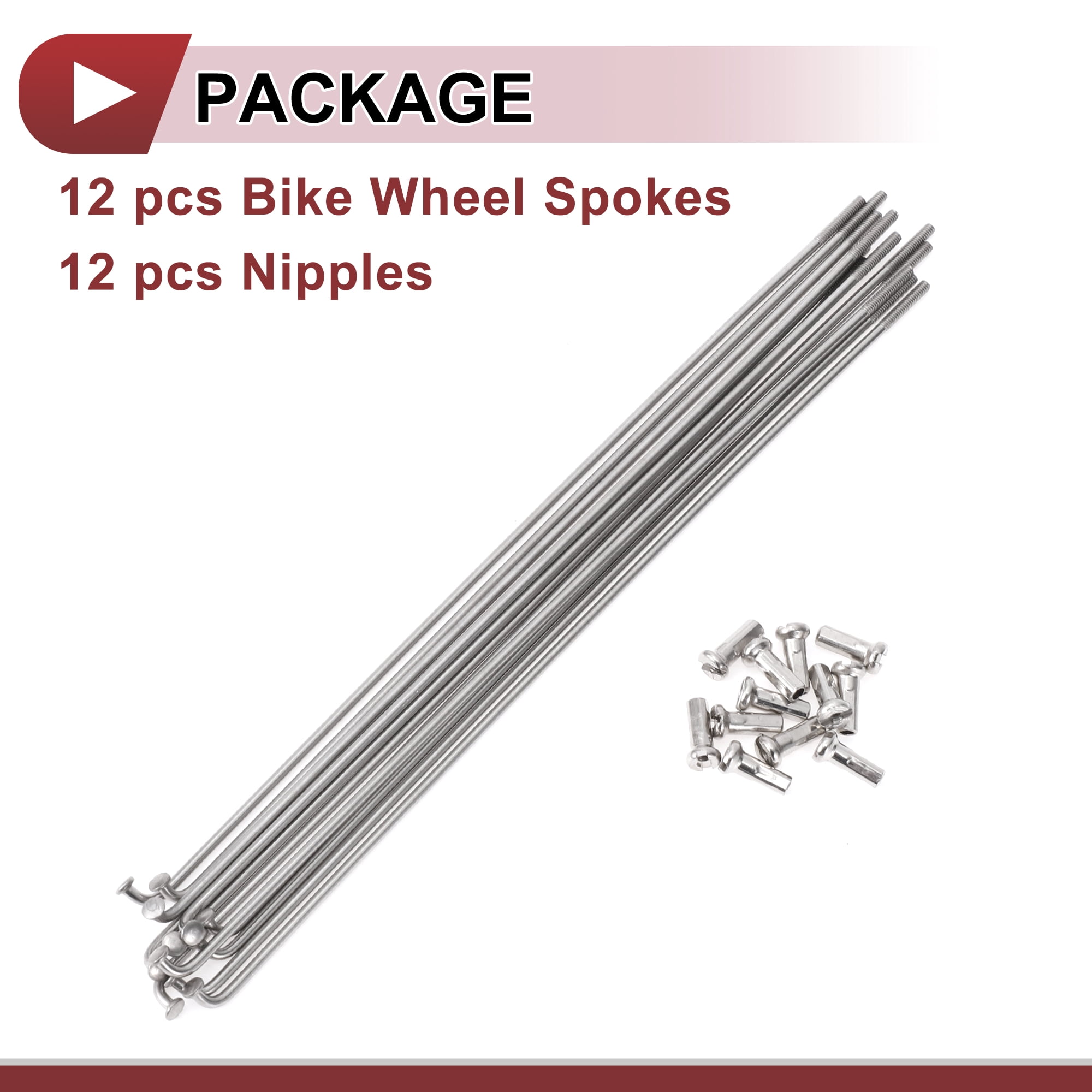 Unique Bargains 12 Set 14G Bicycle Spokes 14G Bike Wheel Spoke 304 Stainless Steel 185mm