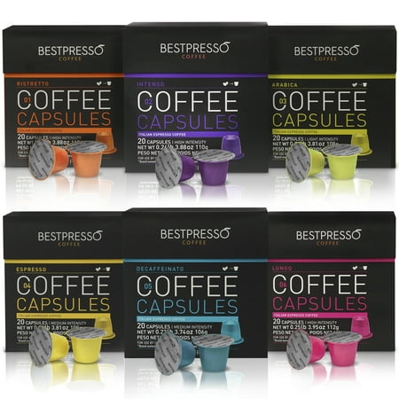 Bestpresso Premium Nespresso OriginalLine Compatible Coffee Pods, Variety Pack, 120 (Best Nespresso Capsules For Latte)