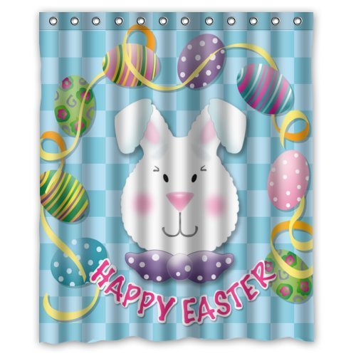 GreenDecor Happy Easter Waterproof Shower Curtain Set with Hooks