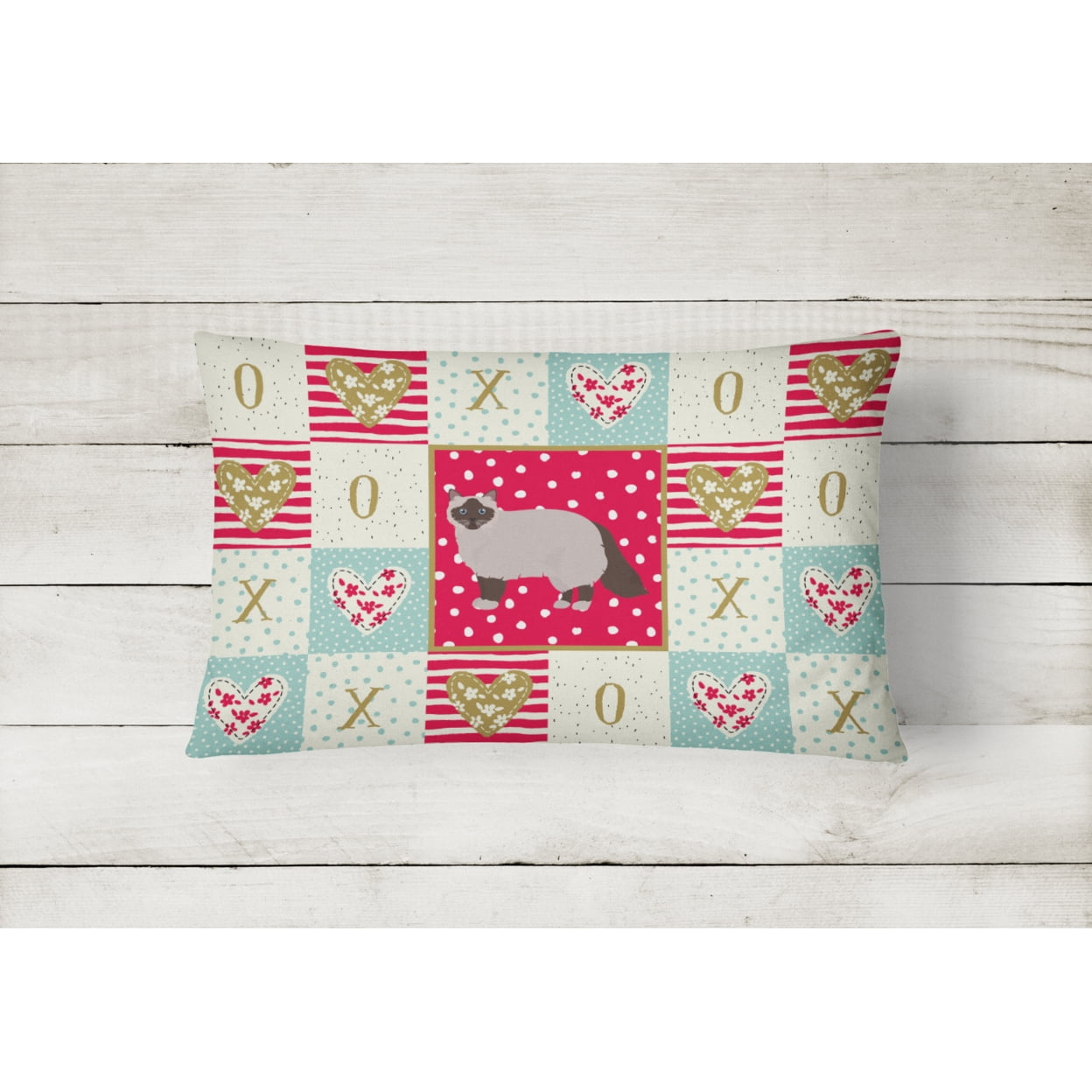 Birman Cat Love Canvas Fabric Decorative Pillow Red
