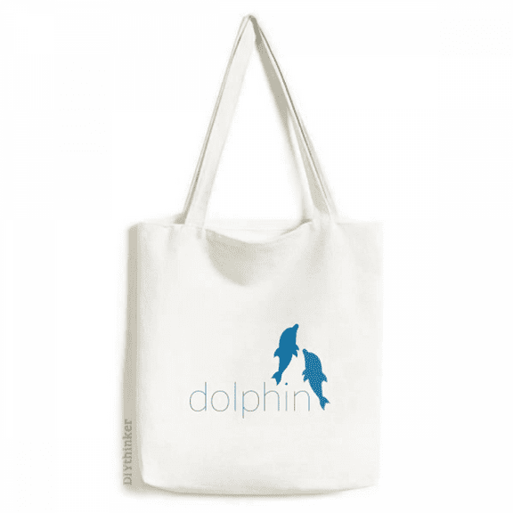 Blue Ocean Docile Two Dolphin Tote Canvas Bag Shopping Satchel Casual Handbag