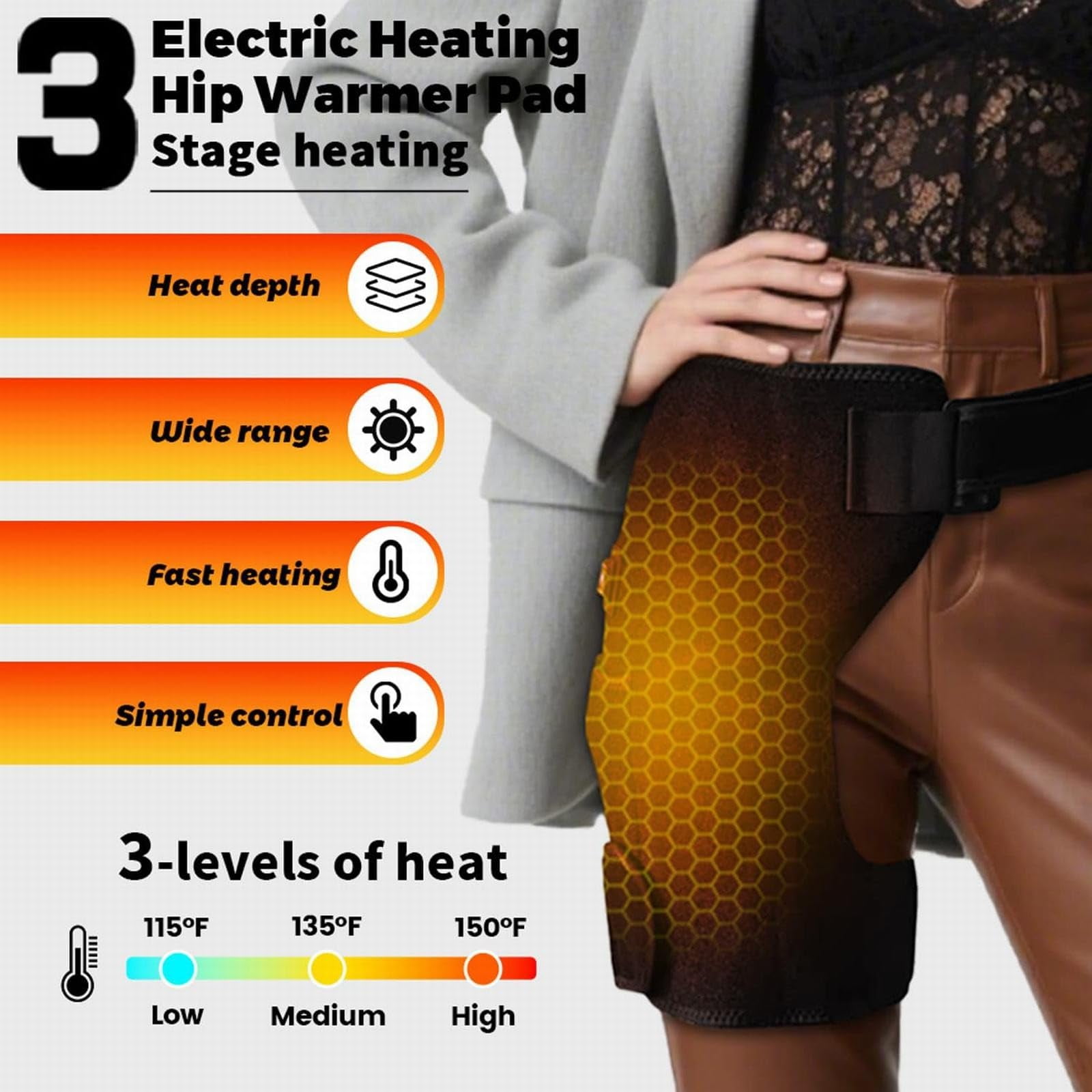 Halston Stride Red Therapy,Hip Heating Pad,Hip Brace Sciatica Pain Relief Devices,Hip Brace Red Therapy For Hip Pain,Halston Stride Hip Brace for Hip Pain In Menopausal Women