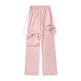 thumbnail image 2 of Fozruso Girls Loose Sweatpants Girls Cargo Pants For Everyday Wear Comfortable Stretch Elastic Waist Casual Outdoor Play Durable Pocket Jogger Pants For Kids Age 6 13 Years Sizes 12-13 Years, 2 of 5