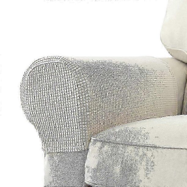 Fundas para reposabrazos de licra, jacquard, 2 piezas, fundas elásticas para reposabrazos, suaves y protectoras para sillas, sofás, sillones, fundas para sofás reclinables (consíguelas), beige