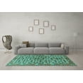 thumbnail image 3 of Ahgly Company Machine Washable Indoor Round Persian Turquoise Blue Traditional Area Rugs, 7' Round, 3 of 4