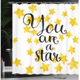 thumbnail image 4 of Ambesonne Saying Shower Curtain, Star Phrase, 69"Wx84"L, Earth Yellow Black, 4 of 5